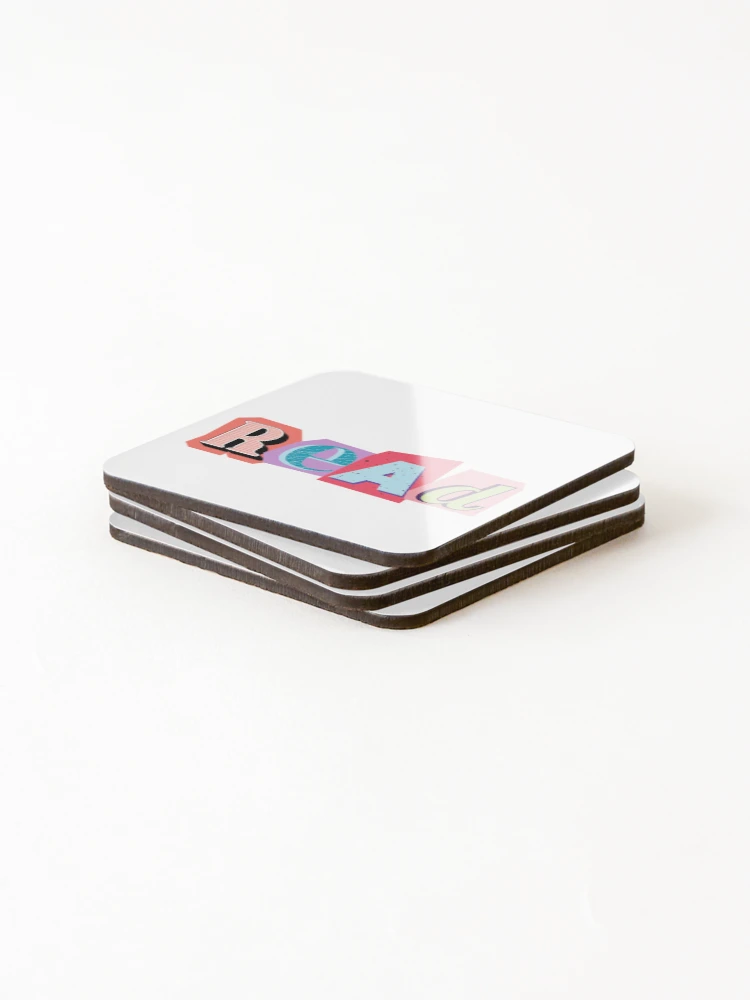 Thumbnail 4 of 5, Coasters (Set of 4), Read Ransom Note designed and sold by El's Library Card.