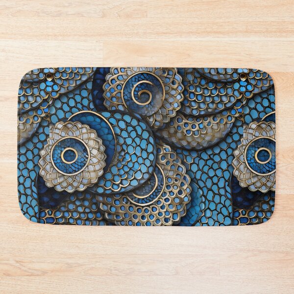 Item preview, BE QUIET LEOPARD SEEMLESS BLUE ORNAMENT designed and sold by digitalartlb.