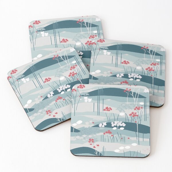 Item preview, Serene Waves And Cherry Blossoms Minimalistic Japanese Pattern designed and sold by Wonder Of Light.