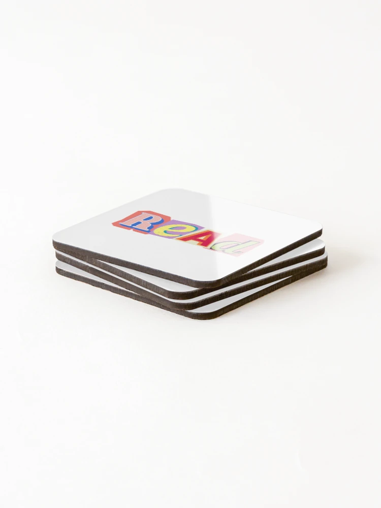 Thumbnail 4 of 5, Coasters (Set of 4), Read Ransom Note designed and sold by El's Library Card.