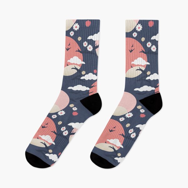Item preview, Serene Moons And Cherry Blossoms Minimalistic Japanese Pattern designed and sold by Wonder Of Light.