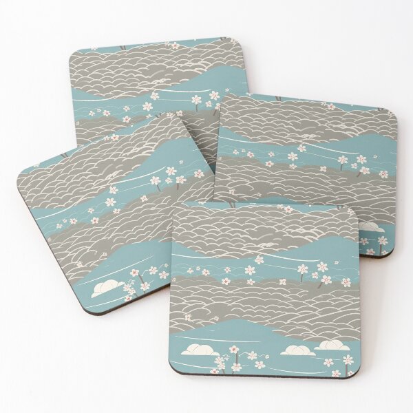 Item preview, Serene Waves And Cherry Blossoms Minimalistic Japanese Pattern designed and sold by Wonder Of Light.