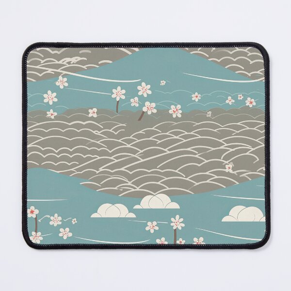 Item preview, Serene Waves And Cherry Blossoms Minimalistic Japanese Pattern designed and sold by Wonder Of Light.