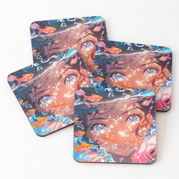 Item preview, a girl swimming in water with goldfishes designed and sold by Carmillai.