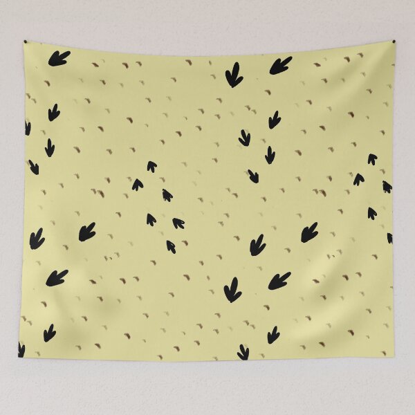 Item preview, Bird tracks abstract yellow seamless cute pattern designed and sold by Yana Mustafina | Boho Soulful Designs.