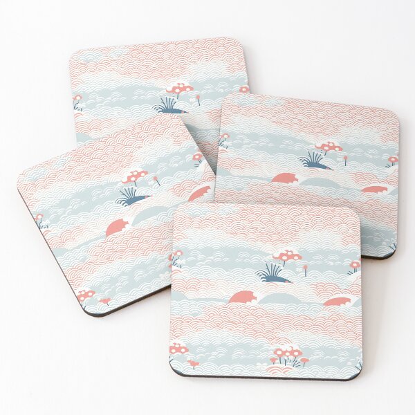 Item preview, Serene Waves And Cherry Blossoms Minimalistic Japanese Pattern designed and sold by Wonder Of Light.