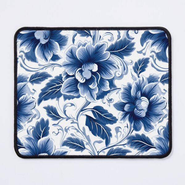 Item preview, white blue floral pattern designed and sold by palaco210.