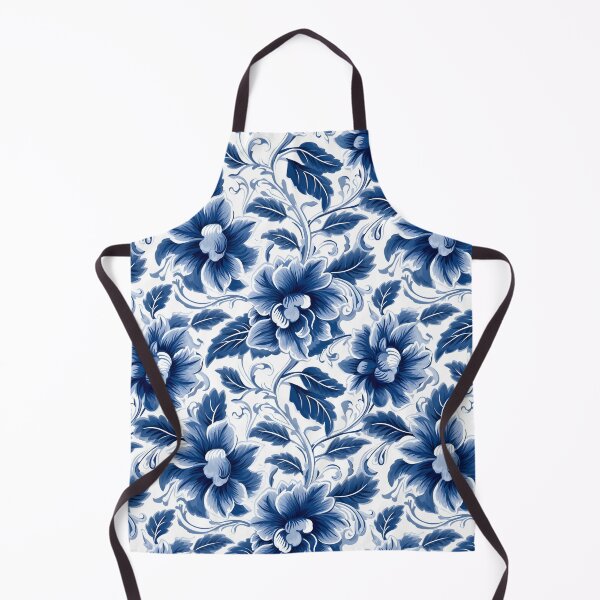 Item preview, white blue floral pattern designed and sold by palaco210.