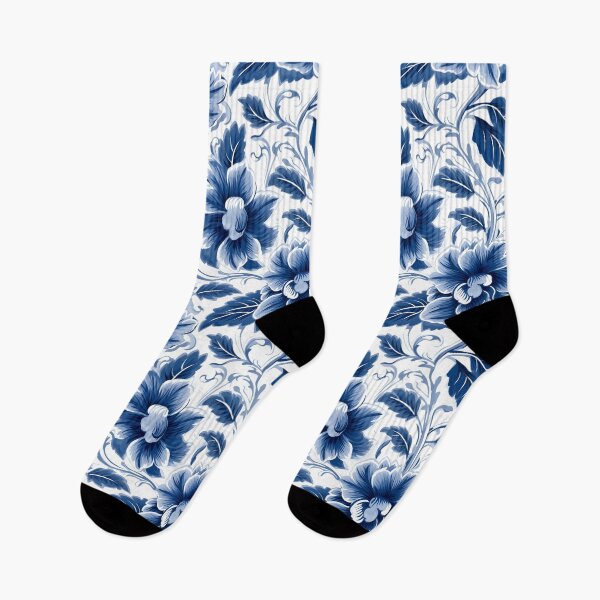 Item preview, white blue floral pattern designed and sold by palaco210.