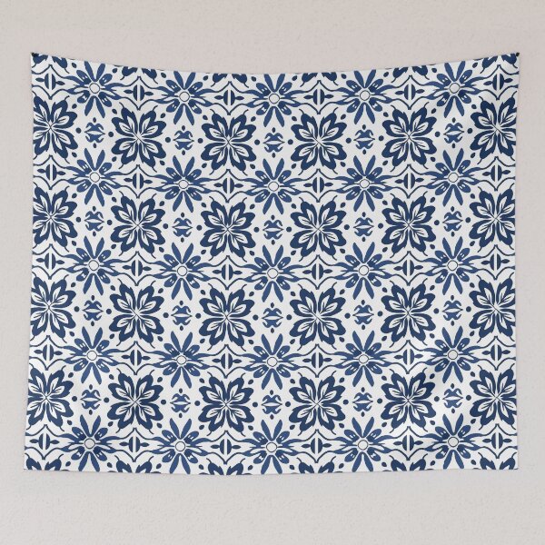 Item preview, white blue floral pattern designed and sold by palaco210.