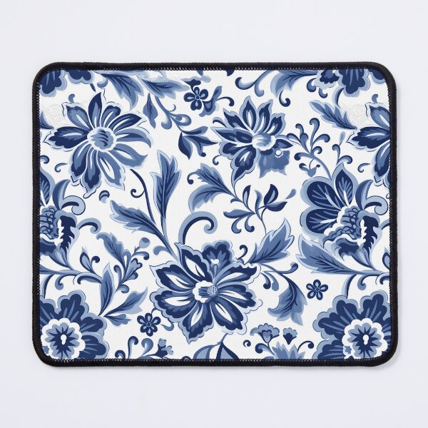 Item preview, white blue floral pattern designed and sold by palaco210.