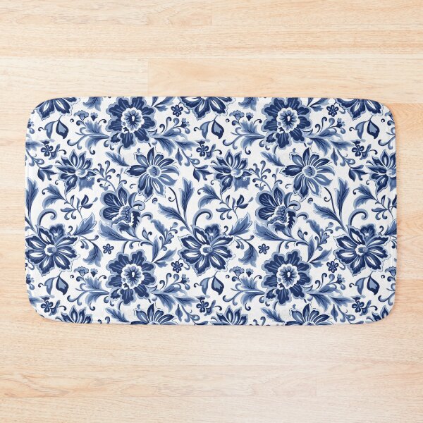 Item preview, white blue floral pattern designed and sold by palaco210.