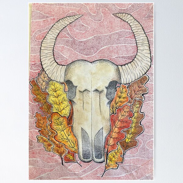 Item preview, Skull on Oak Leaves designed and sold by beccadot.