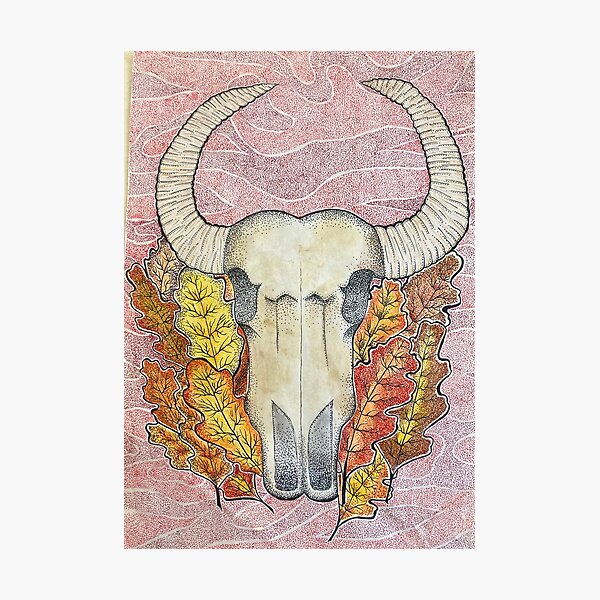 Item preview, Skull on Oak Leaves designed and sold by beccadot.