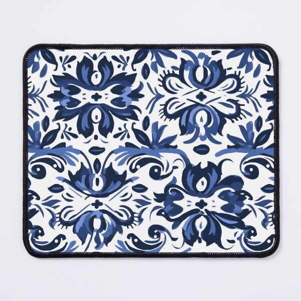 Item preview, white blue floral pattern designed and sold by palaco210.