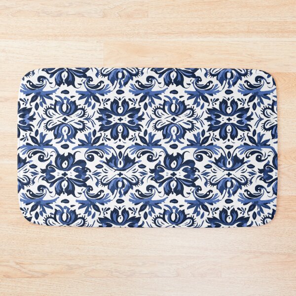 Item preview, white blue floral pattern designed and sold by palaco210.