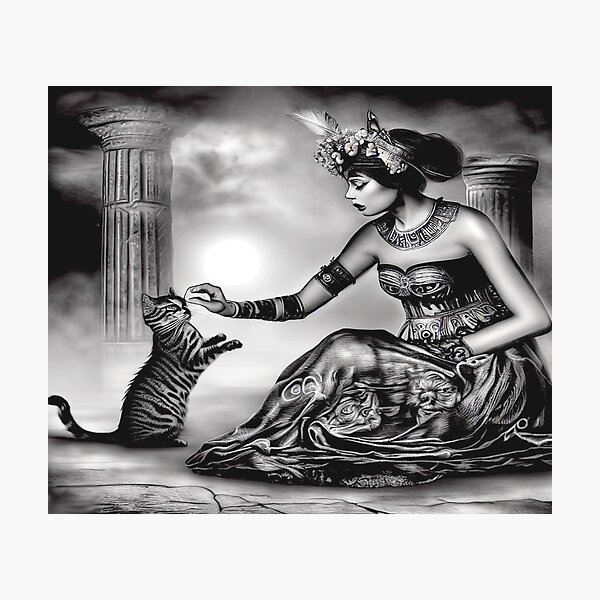 Vista previa del artículo con la obra «Gato y niña, gato de la antigüedad jugando en la antigüedad, gatito», diseñado y vendido por GLORY-LIFE.
