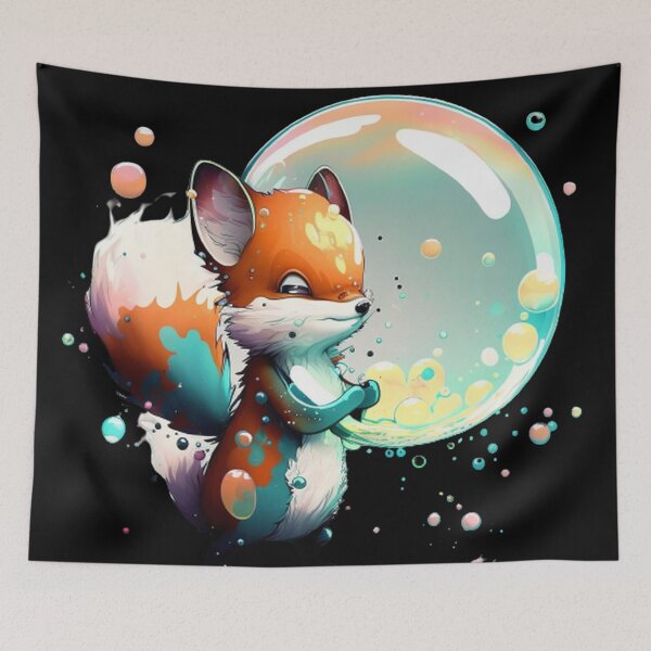 Item preview, Beautifulfox with a bubble designed and sold by DesignHeaven24.