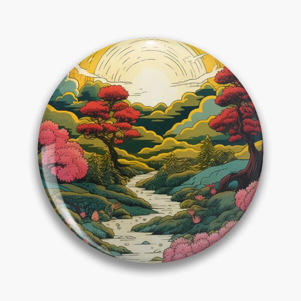 Item preview, Japanese Japan Wood Block Sunset Okiyo-e Garden Flowers Landscape designed and sold by BrandonArtWorld.