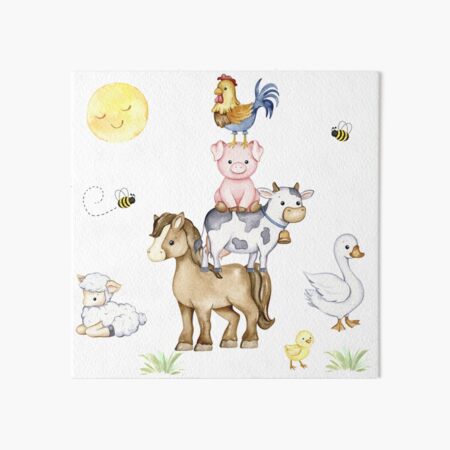 Watercolor Farm Animals Baby Nursery Fabric