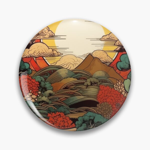 Item preview, Japanese Japan Wood Block Sunset Okiyo-e Garden Flowers Landscape designed and sold by BrandonArtWorld.