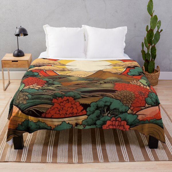 Item preview, Japanese Japan Wood Block Sunset Okiyo-e Garden Flowers Landscape designed and sold by BrandonArtWorld.