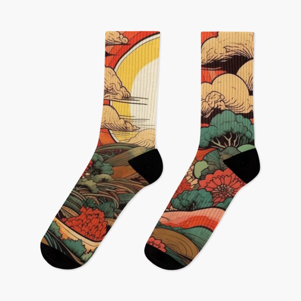 Item preview, Japanese Japan Wood Block Sunset Okiyo-e Garden Flowers Landscape designed and sold by BrandonArtWorld.