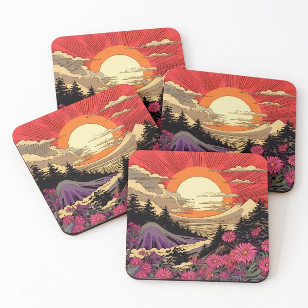 Item preview, Japanese Japan Wood Block Sunset Okiyo-e Garden Flowers Landscape designed and sold by BrandonArtWorld.