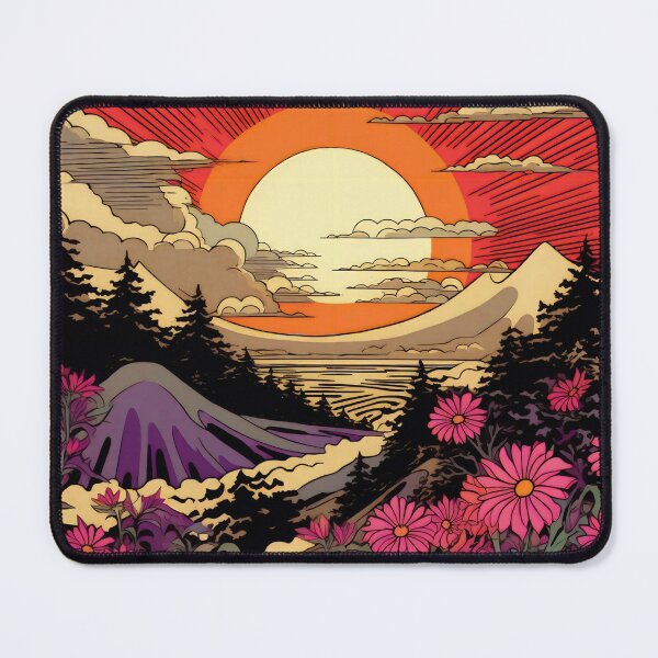Item preview, Japanese Japan Wood Block Sunset Okiyo-e Garden Flowers Landscape designed and sold by BrandonArtWorld.