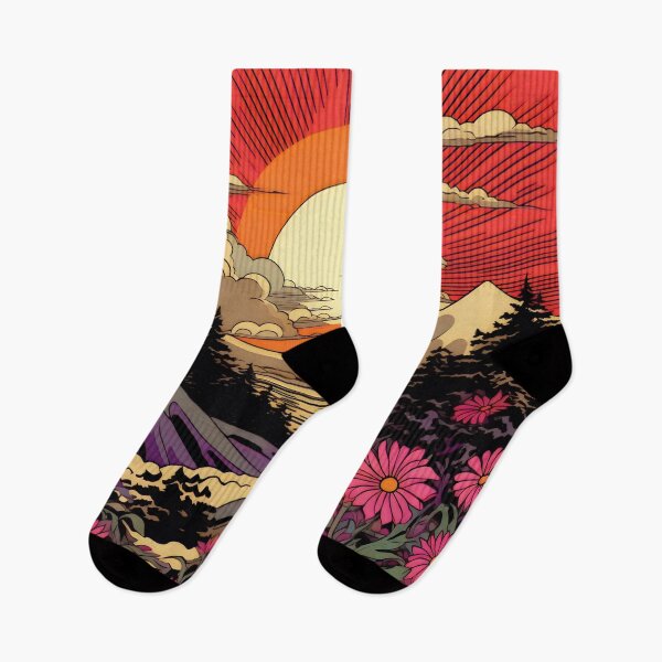 Item preview, Japanese Japan Wood Block Sunset Okiyo-e Garden Flowers Landscape designed and sold by BrandonArtWorld.