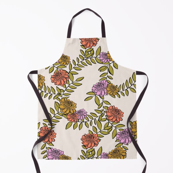 Item preview, Hand-Drawn Camellia Flowers on Intertwined Vines in Mustard, Pink, and Salmon Hues designed and sold by maddydoodlesoup.