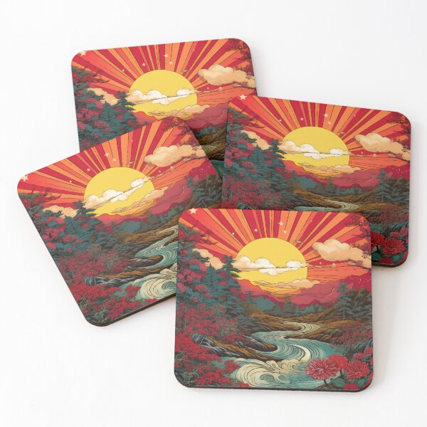 Item preview, Japanese Japan Wood Block Sunset Okiyo-e Garden Flowers Landscape designed and sold by BrandonArtWorld.