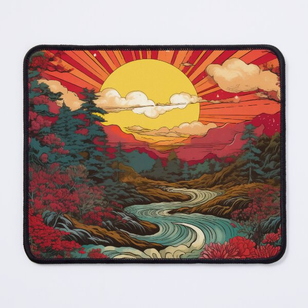 Item preview, Japanese Japan Wood Block Sunset Okiyo-e Garden Flowers Landscape designed and sold by BrandonArtWorld.