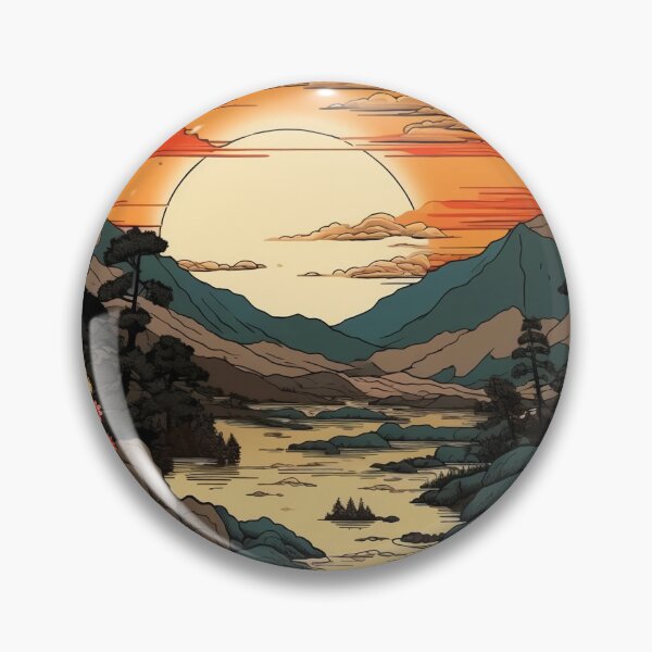 Item preview, Japanese Japan Wood Block Sunset Okiyo-e Garden Flowers Landscape designed and sold by BrandonArtWorld.
