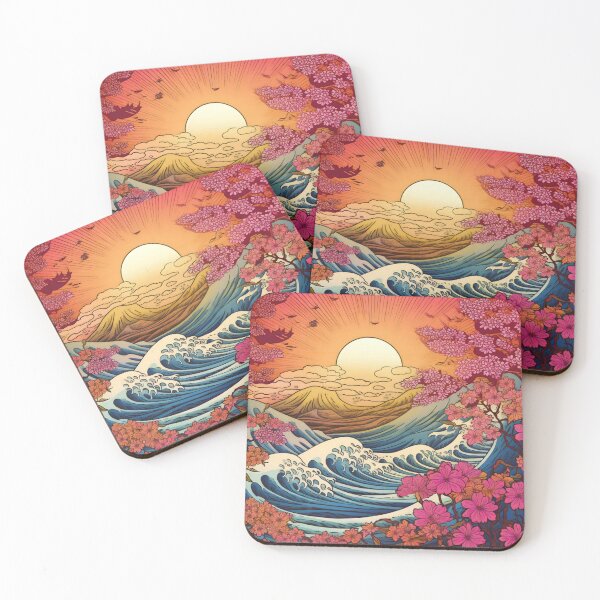 Item preview, Japanese Japan Wood Block Sunset Okiyo-e Garden Flowers Landscape designed and sold by BrandonArtWorld.