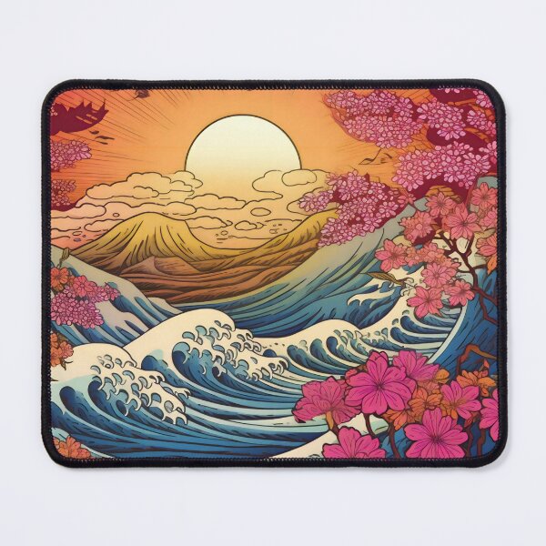 Item preview, Japanese Japan Wood Block Sunset Okiyo-e Garden Flowers Landscape designed and sold by BrandonArtWorld.