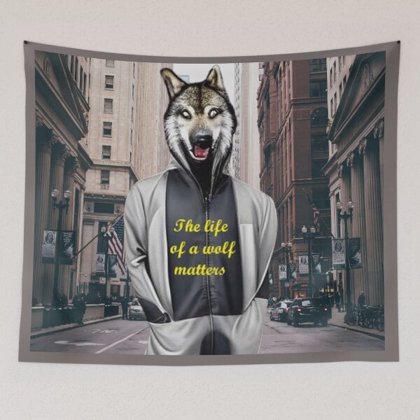 Item preview, The life of the wolf matter the figure of a wolf in sweatpants with his paws in his pockets  designed and sold by JaroDesign2023.