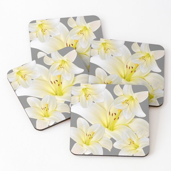 Item preview, WHITE LILY FLOWERS GREY GARDEN ART designed and sold by sharlesart.