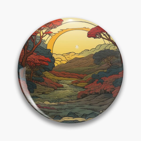 Item preview, Japanese Japan Wood Block Sunset Okiyo-e Garden Flowers Landscape designed and sold by BrandonArtWorld.