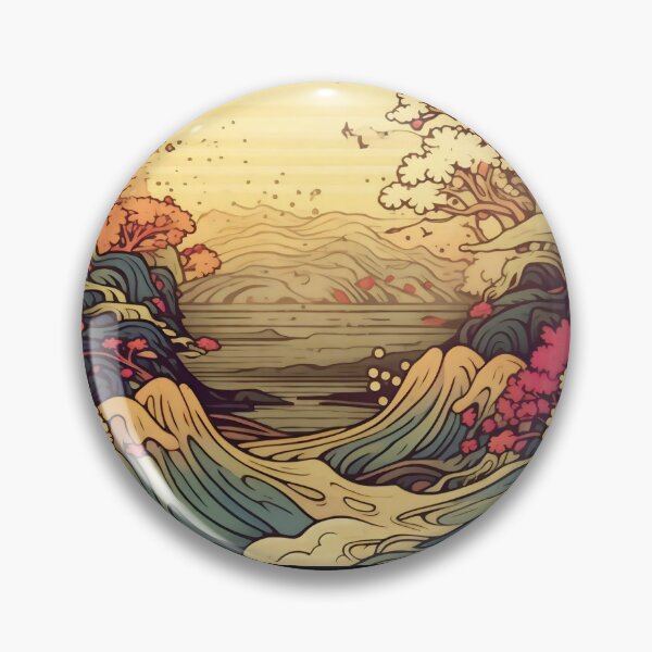 Item preview, Japanese Japan Wood Block Sunset Okiyo-e Garden Flowers Landscape designed and sold by BrandonArtWorld.