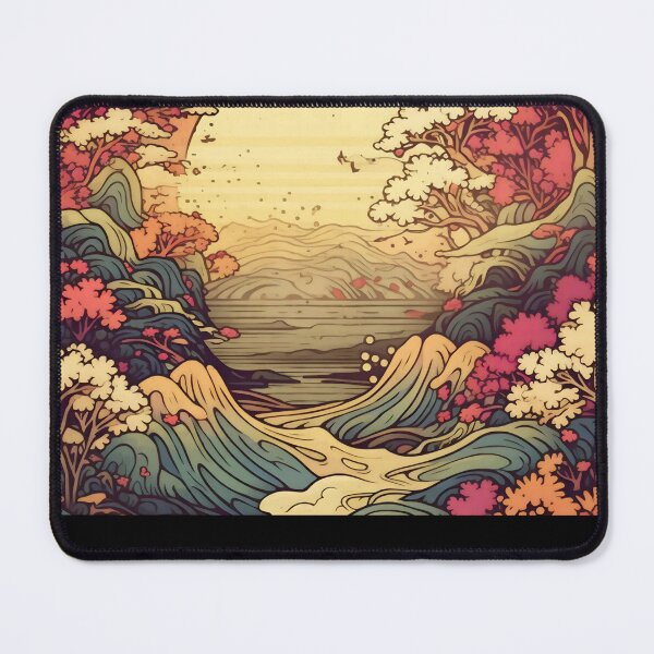 Item preview, Japanese Japan Wood Block Sunset Okiyo-e Garden Flowers Landscape designed and sold by BrandonArtWorld.