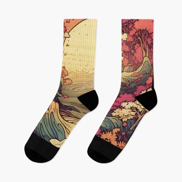Item preview, Japanese Japan Wood Block Sunset Okiyo-e Garden Flowers Landscape designed and sold by BrandonArtWorld.