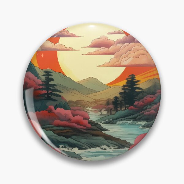 Item preview, Japanese Japan Wood Block Sunset Okiyo-e Garden Flowers Landscape designed and sold by BrandonArtWorld.
