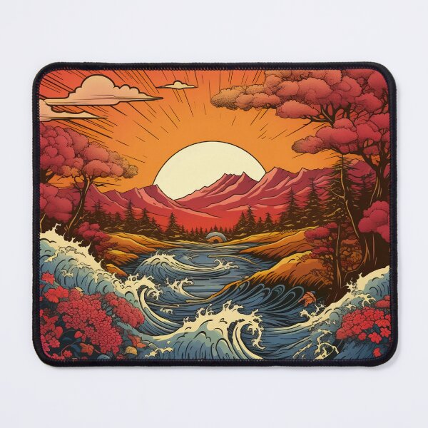 Item preview, Japanese Japan Wood Block Sunset Okiyo-e Garden Flowers Landscape designed and sold by BrandonArtWorld.