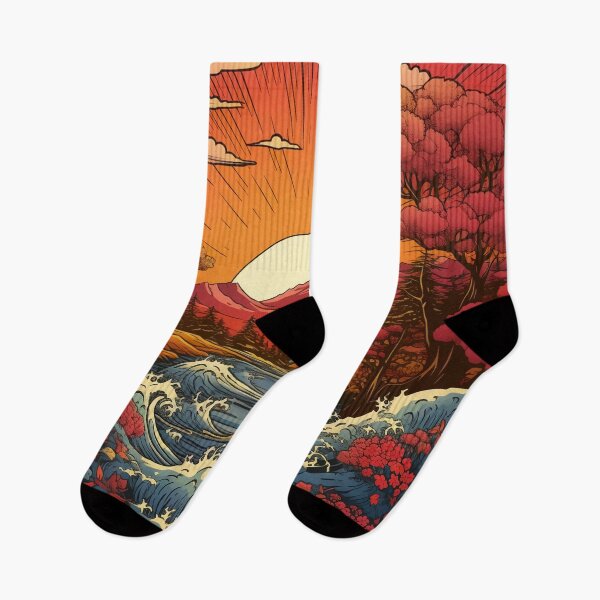Item preview, Japanese Japan Wood Block Sunset Okiyo-e Garden Flowers Landscape designed and sold by BrandonArtWorld.