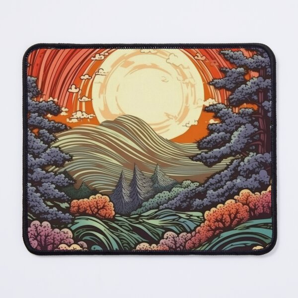 Item preview, Japanese Japan Wood Block Sunset Okiyo-e Garden Flowers Landscape designed and sold by BrandonArtWorld.