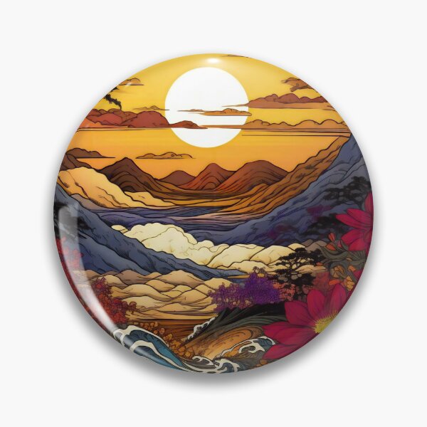 Item preview, Japanese Japan Wood Block Sunset Okiyo-e Garden Flowers Landscape designed and sold by BrandonArtWorld.