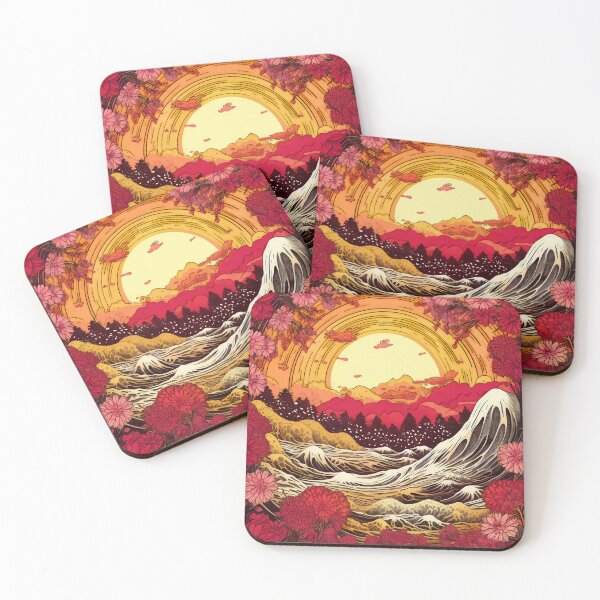 Item preview, Japanese Japan Wood Block Sunset Okiyo-e Garden Flowers Landscape designed and sold by BrandonArtWorld.