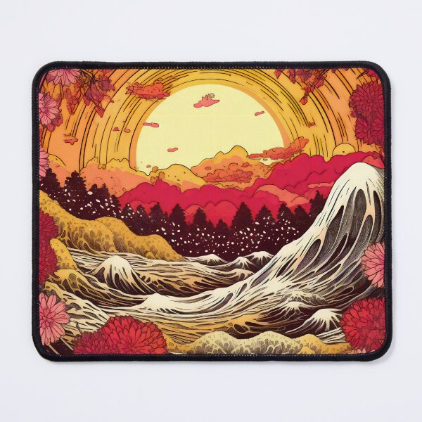 Item preview, Japanese Japan Wood Block Sunset Okiyo-e Garden Flowers Landscape designed and sold by BrandonArtWorld.
