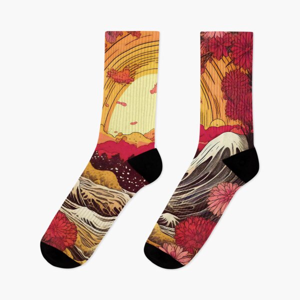Item preview, Japanese Japan Wood Block Sunset Okiyo-e Garden Flowers Landscape designed and sold by BrandonArtWorld.